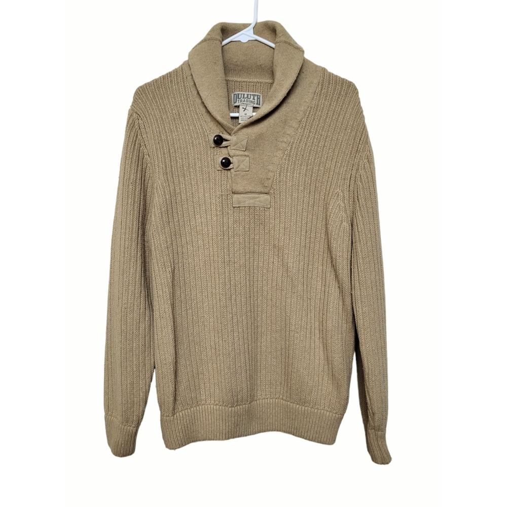 2 Duluth Trading High Neck Infantry Sweaters Men's M Buttoned Collar Sweater - Picture 2 of 7